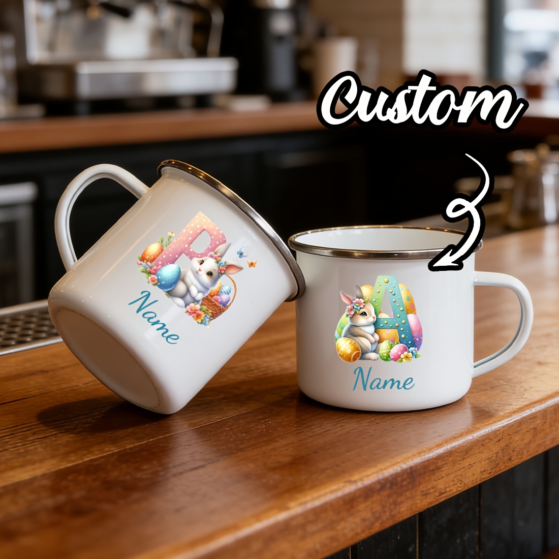 Coffee Equipment With Name - パーソナライズされたマグカップ花柄イニシャルレターネームカップカスタムコーヒーホットチョコレートマグカップ結婚式誕生日母の日クリスマスギフト