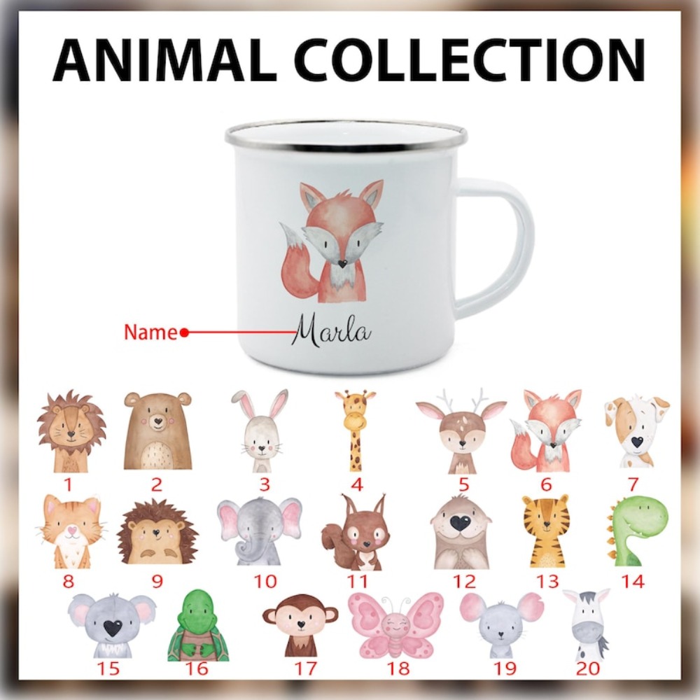 Coffee Equipment With Name - カスタム動物柄名入れコーヒーカップ、子供用パーソナライズカップ、誕生日パーティーの記念品、子供、子供たちへのクリスマス、バレンタインデーギフト