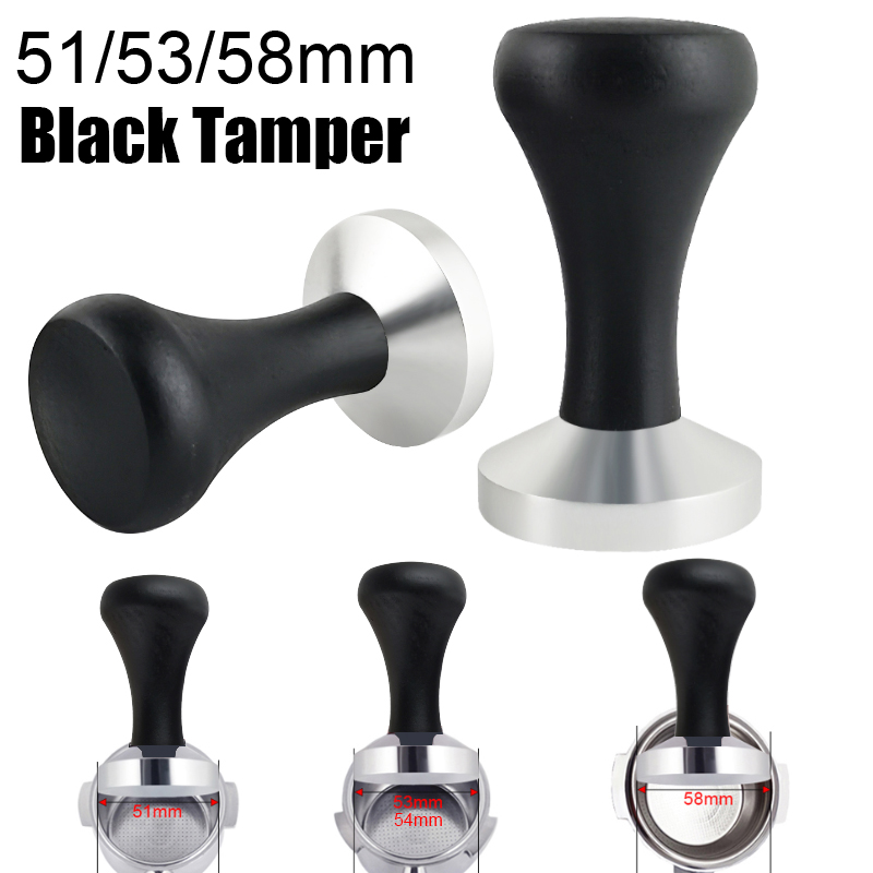 Espresso Tamper Set - 51 ミリメートル/53 ミリメートル/58 ミリメートルエスプレッソタンパー黒木製ハンドルディストリビュータコーヒータンパーアクセサリーツール 51/54/58 ミリメートルポルタフィルター