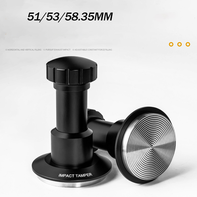 Espresso Tamper Set - 51/53/58 ミリメートルコーヒーインパクトタンパーステンレス鋼柔軟なタンパー 25-35 ポンド圧力 4 スプリング調整可能なバリスタツール