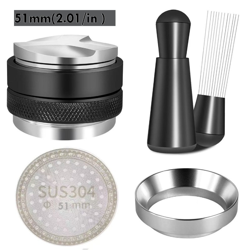 Espresso Tamper Set - 51/53/58mm 5個入りエスプレッソセット - レベラー＆タンパー（WDTツール＆ドージングファンネル付き）、304ステンレス鋼バリスタキット（119文字）