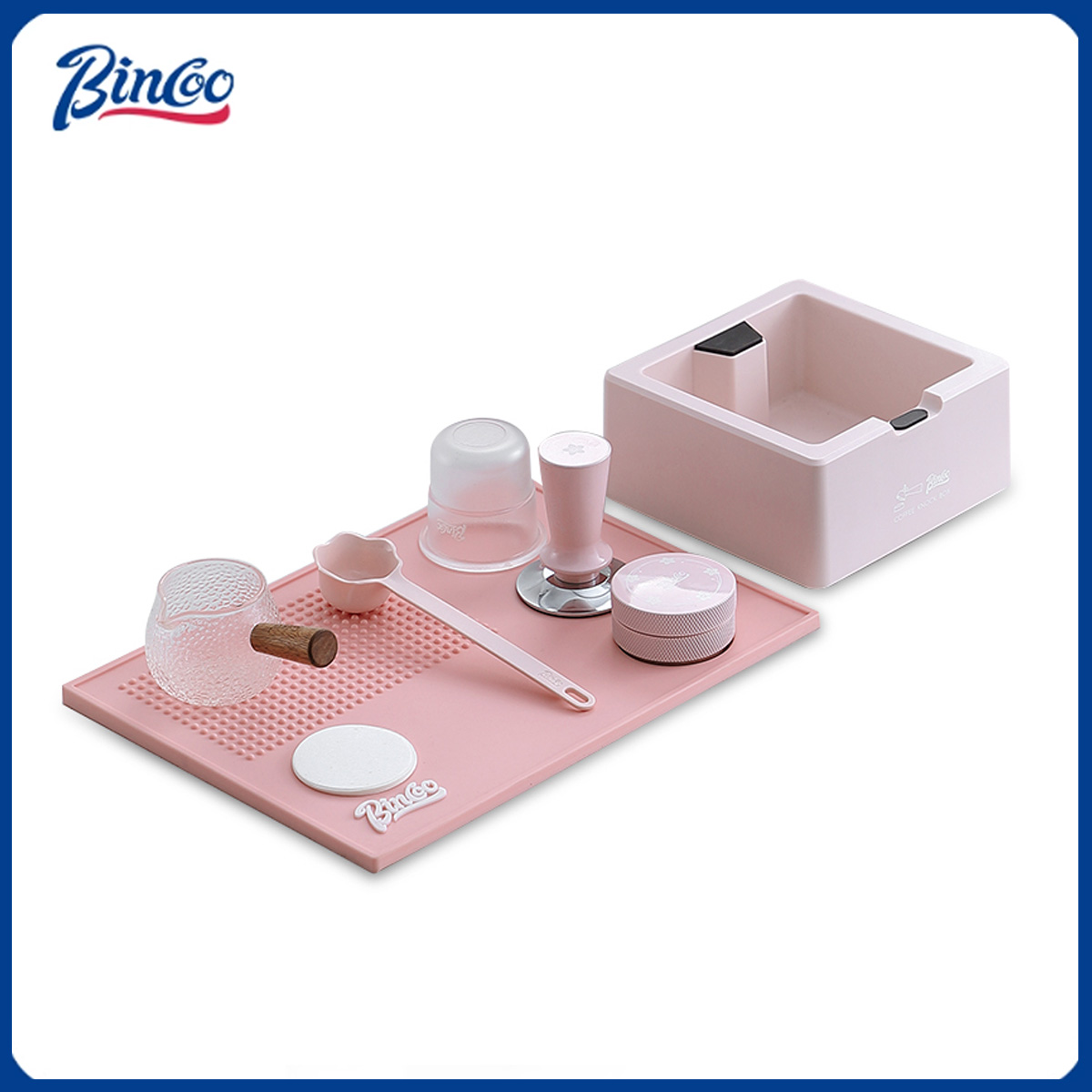 Espresso Tamper Set - ビンクー ピンク エスプレッソ 51mm-58mm タンピングマットスタンド PVC製