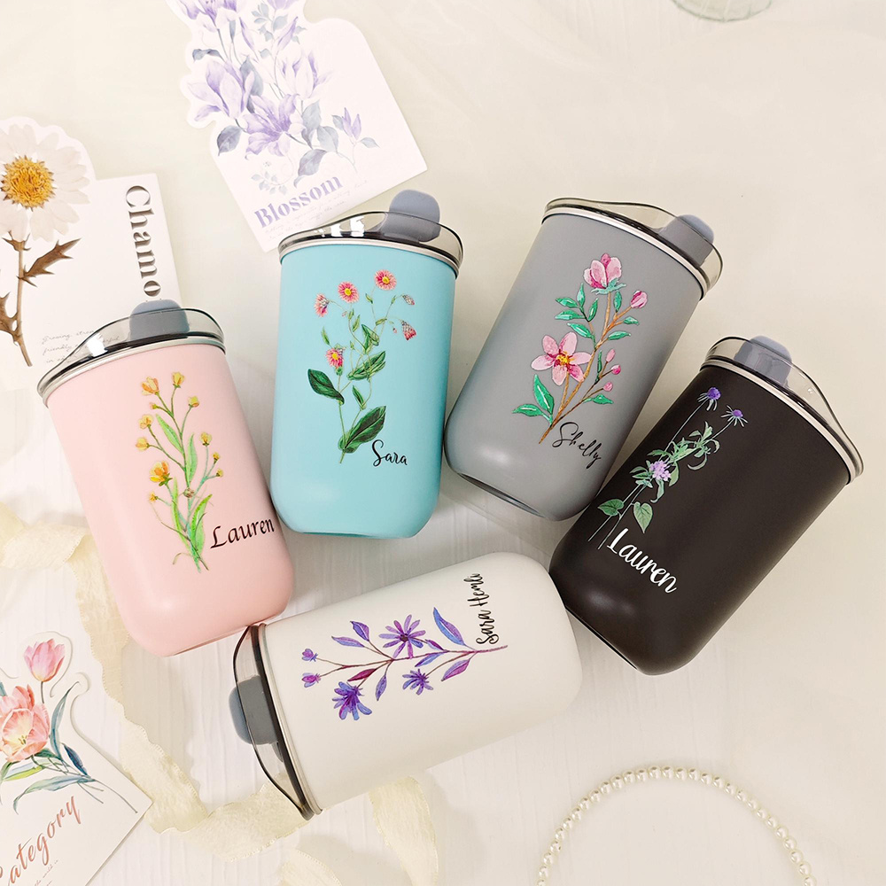 カスタムバースフラワー ステンレススチールタンブラー フリッ - Coffee Equipment With Name のレビューと価格