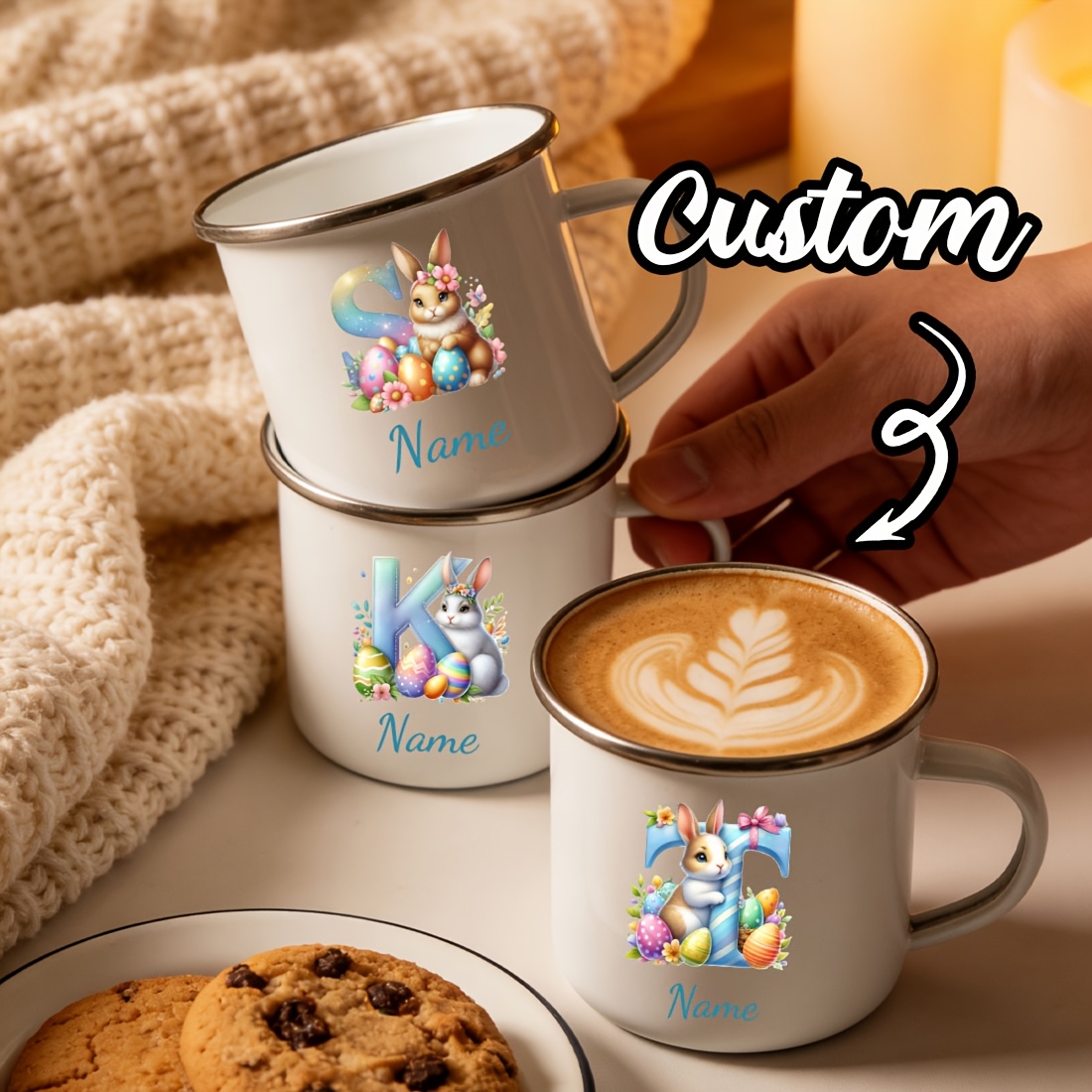 パーソナライズされたマグカップ花柄イニシャルレターネームカッ - Coffee Equipment With Name のレビューと価格