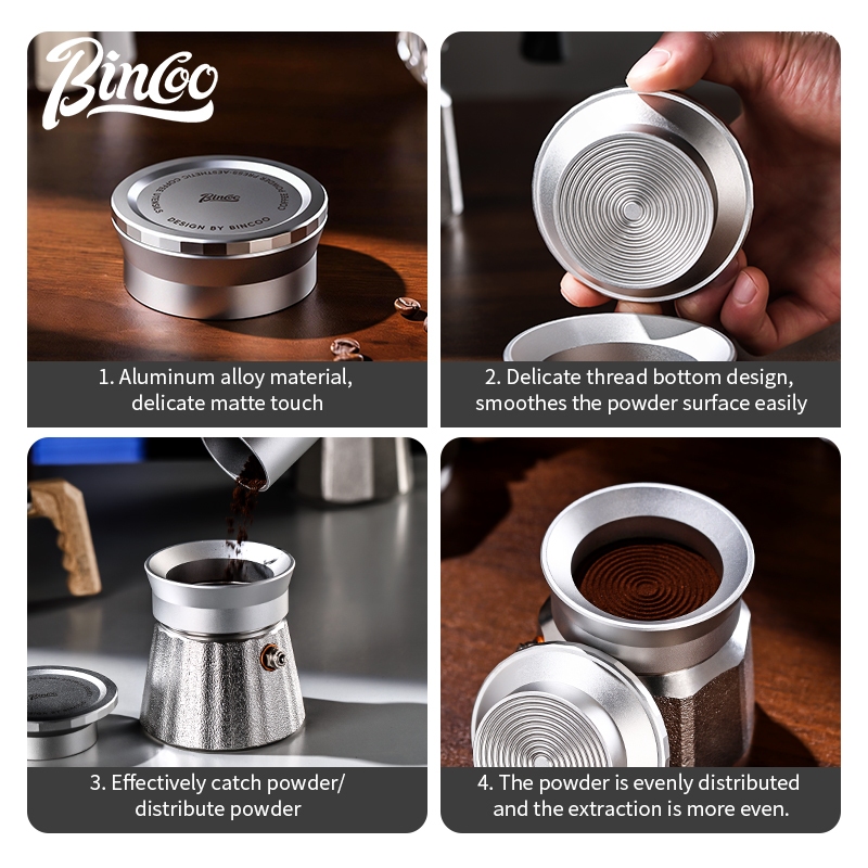 BINCOO モカポットタンパーとコーヒー粉受けリングセット - Espresso Tamper Set のレビューと価格