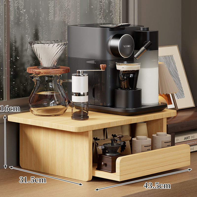 ミニマリスト木製コーヒーコーナーシェルフ、収納引き出し付き、 - Coffee Equipment Holder のレビューと価格