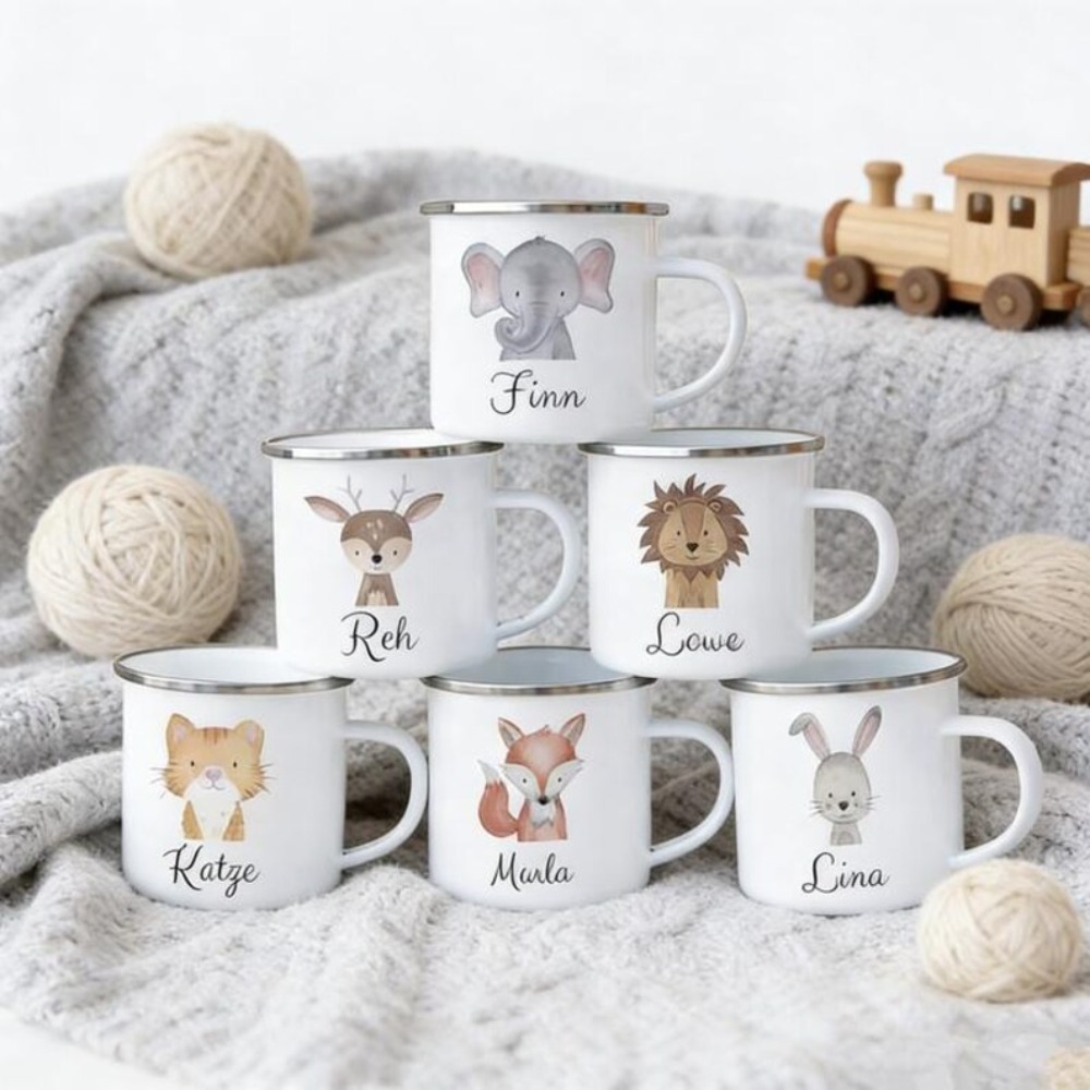 カスタム動物柄名入れコーヒーカップ、子供用パーソナライズカッ - Coffee Equipment With Name のレビューと価格