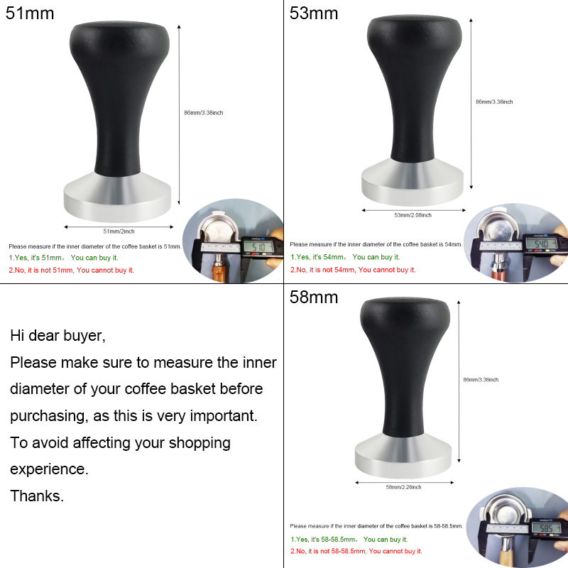 51 ミリメートル/53 ミリメートル/58 ミリメートルエ - Espresso Tamper Set のレビューと価格