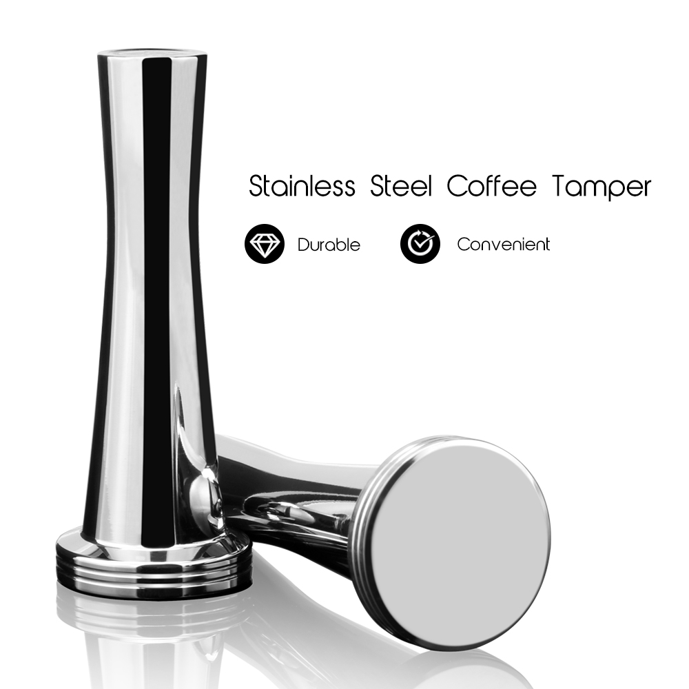 30 ミリメートル固体ステンレス鋼ヘビーフラットメッキベース - Espresso Tamper Set のレビューと価格