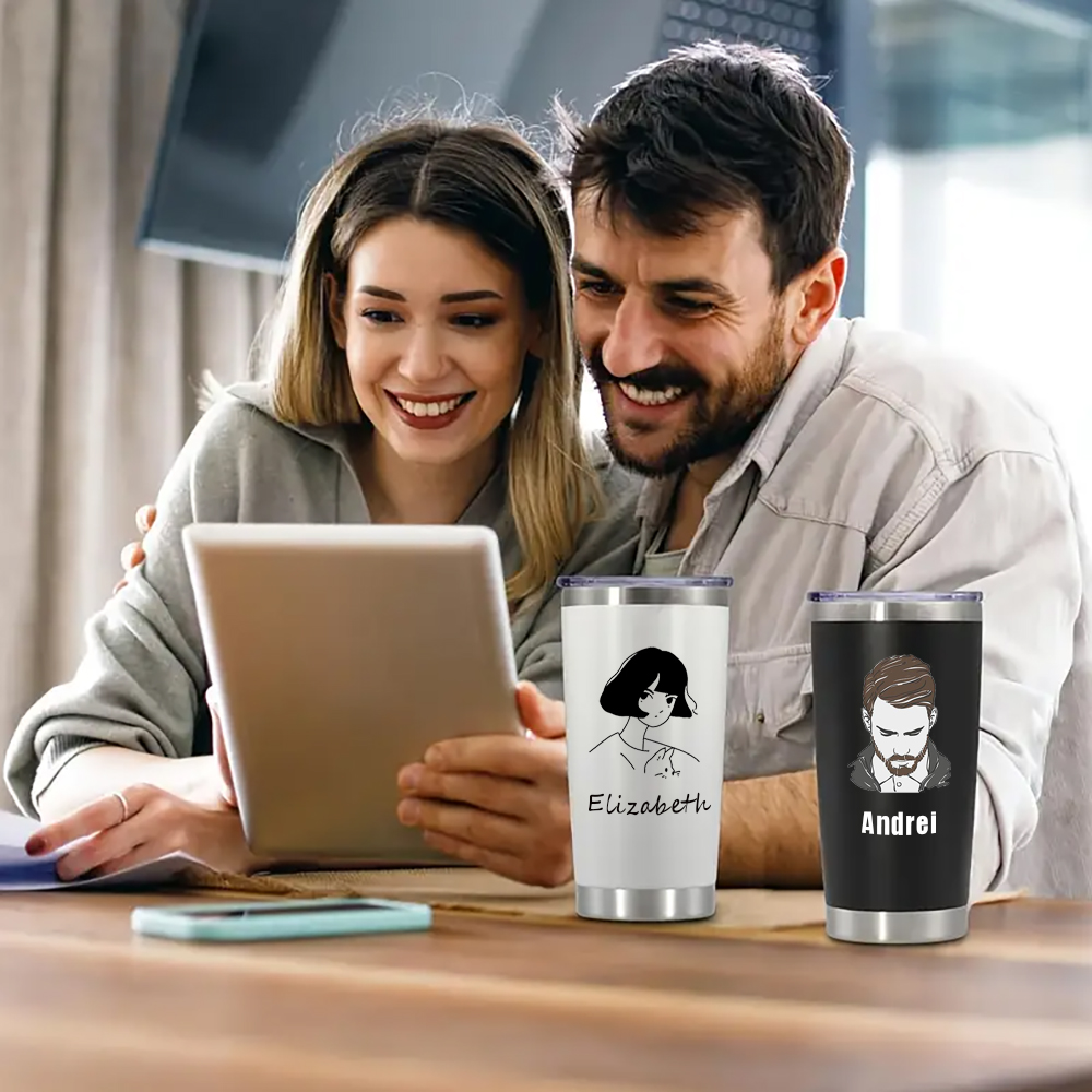 スタイリッシュなステンレス製カップ、模様や名前をカスタマイズ - Coffee Equipment With Name のレビューと価格
