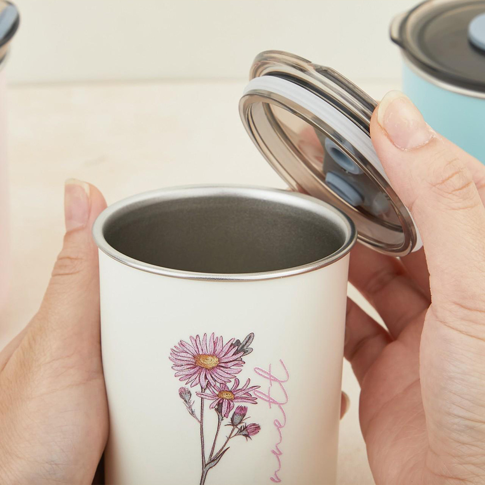 カスタムバースフラワー ステンレススチール製蓋付きカップ、名 - Coffee Equipment With Name のレビューと価格